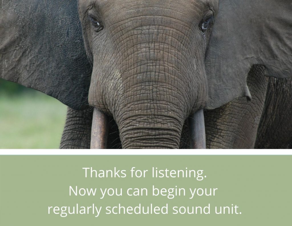 Thanks for listening. Now you can begin your regularly scheduled sound unit.