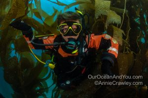 Alex in a kelp forest